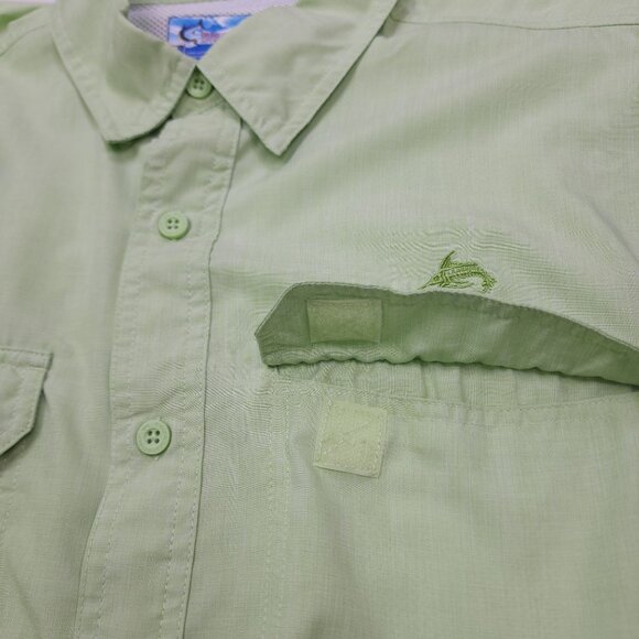 World Wide Sportsman Short Sleeve Fishing Shirt Mens L Bright Green Mesh Lined - Picture 4 of 9